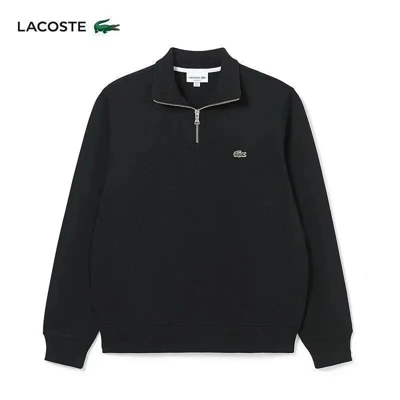 Lacoste Croc Logo Black Half Zip Sweatshirt