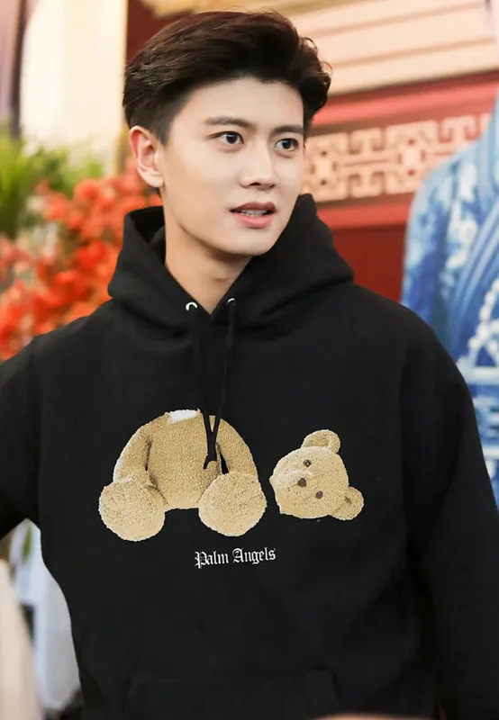 Palm Angels Bear Print Black Hoodie