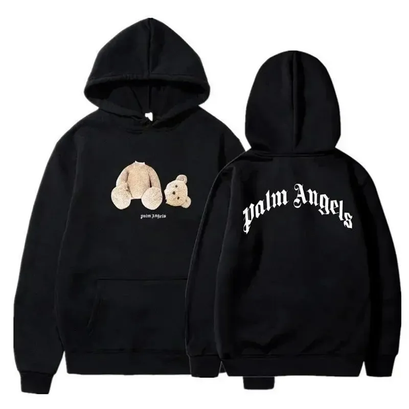 Palm Angels Bear Gothic Logo Black Hoodie