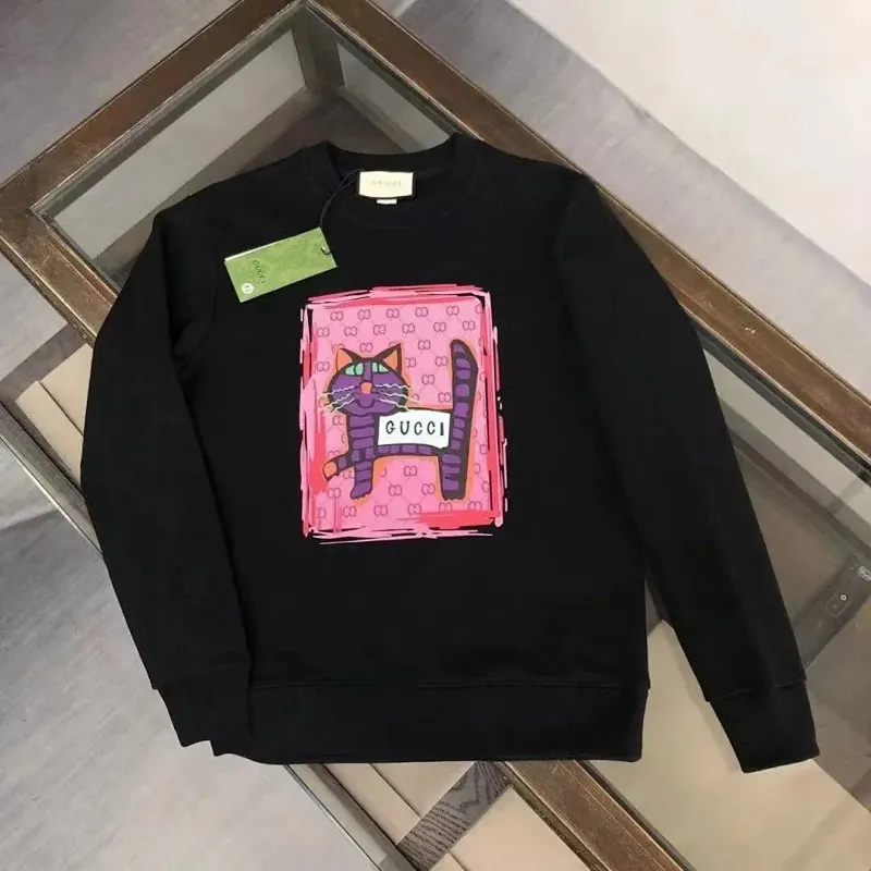 Gucci Cat Print Patch Black Sweatshirt