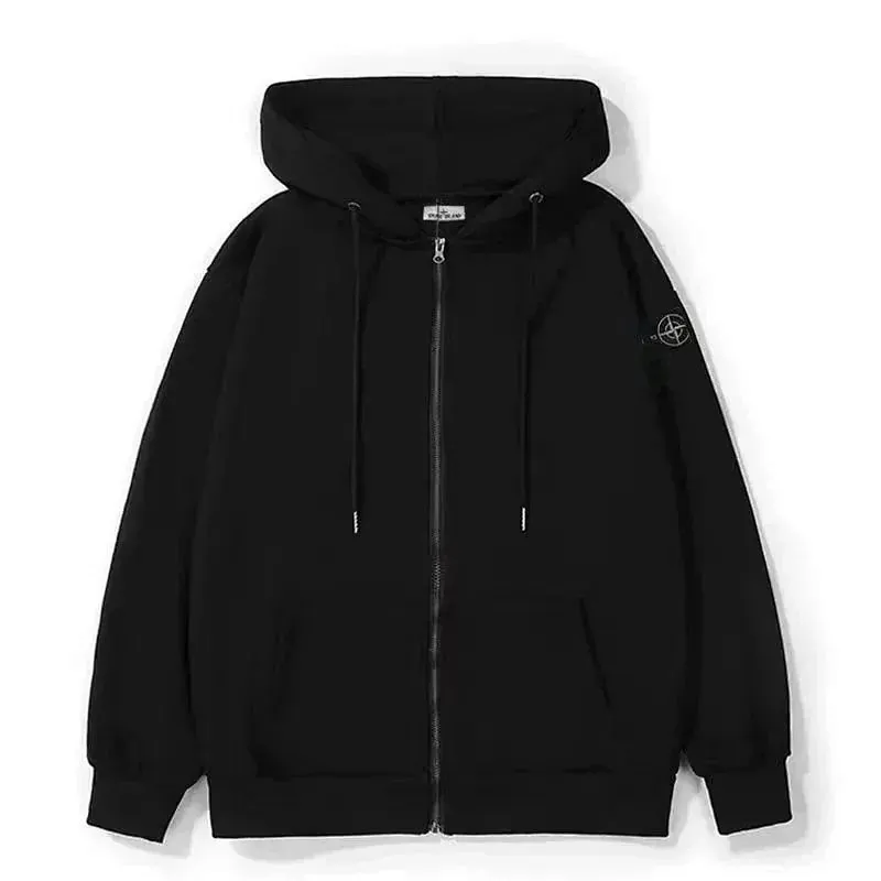 Stone Island Compass Badge Black Zip Hoodie