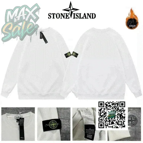 Stone Island White Waffle Knit Sweatshirt