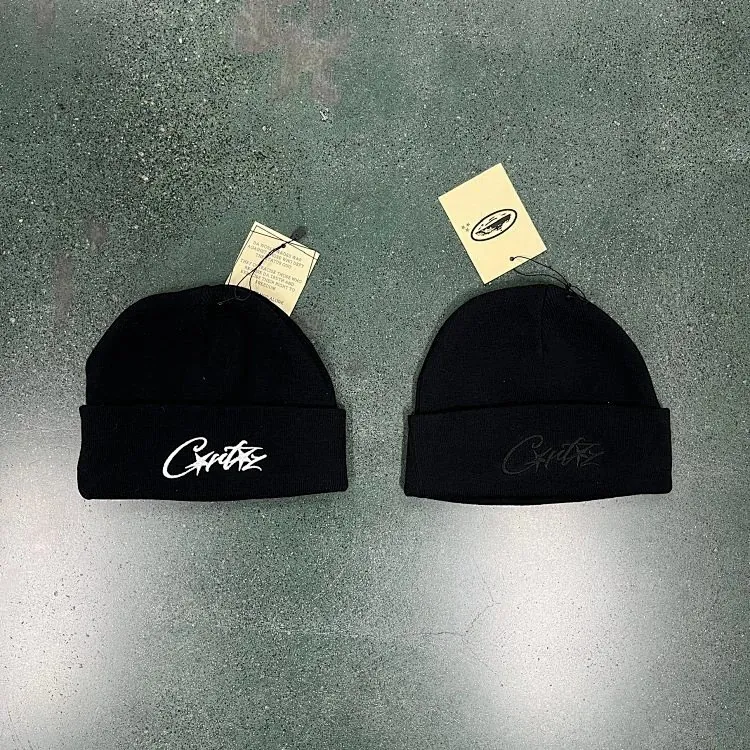 Corteiz Script Logo Docker Beanie Black