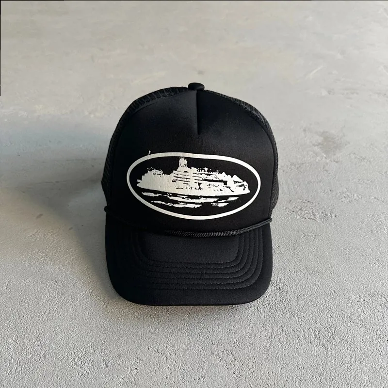 Corteiz Alcatraz Logo Trucker Cap Black
