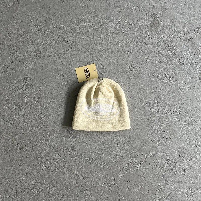 Corteiz Alcatraz Logo Knit Beanie Cream