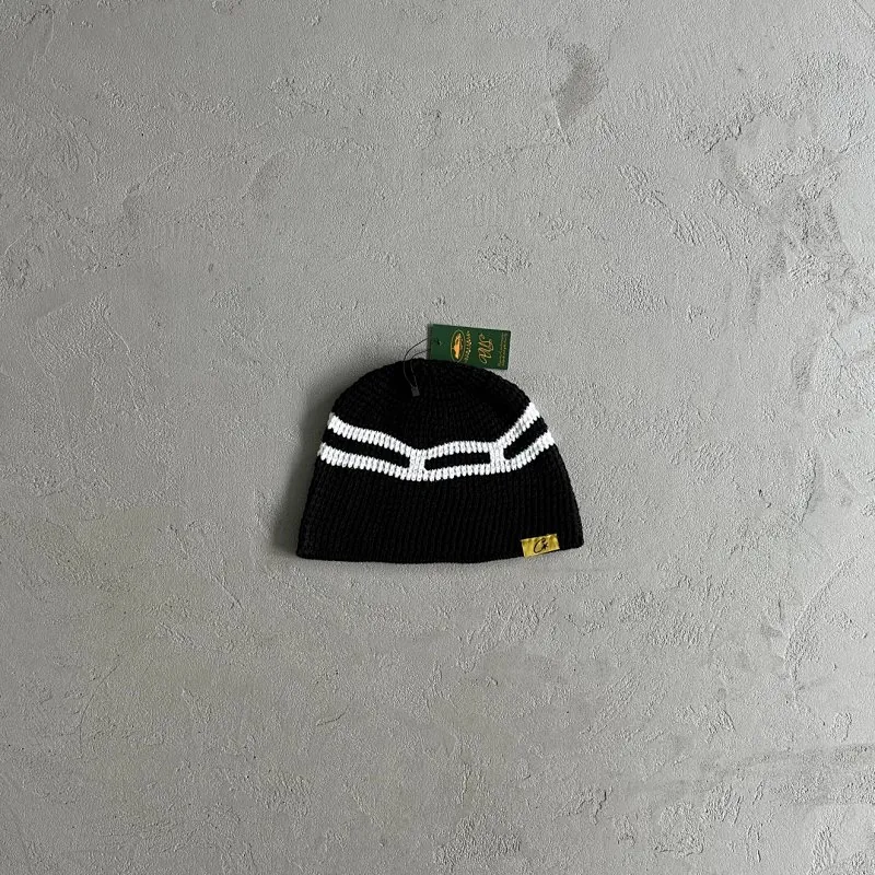 Corteiz Chevron Stripe Knit Beanie Black