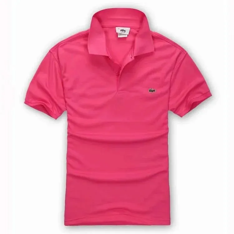 Lacoste Crocodile Logo Pique Polo Shirt Pink