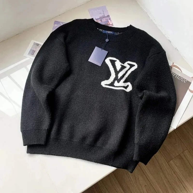 Louis Vuitton Logo Intarsia Knit Sweater Black