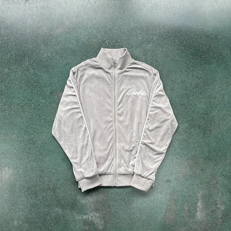 Corteiz White Velour Track Jacket