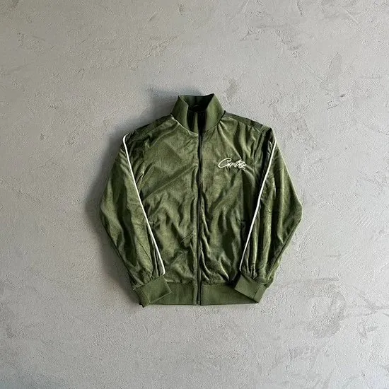 Corteiz Olive Velour Track Jacket