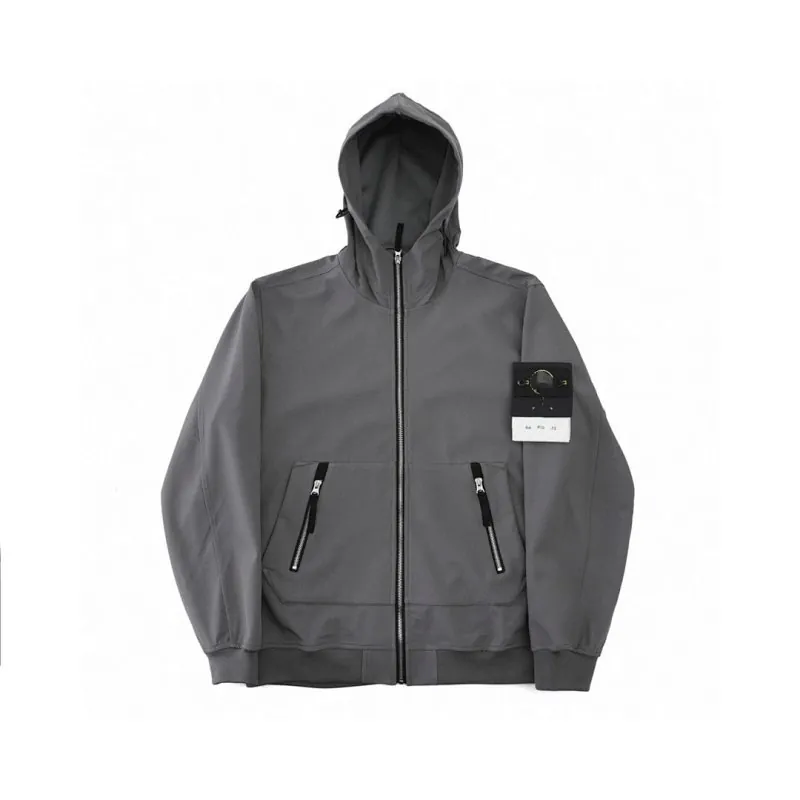 Stone Island Grey Hooded Soft Shell Jacket