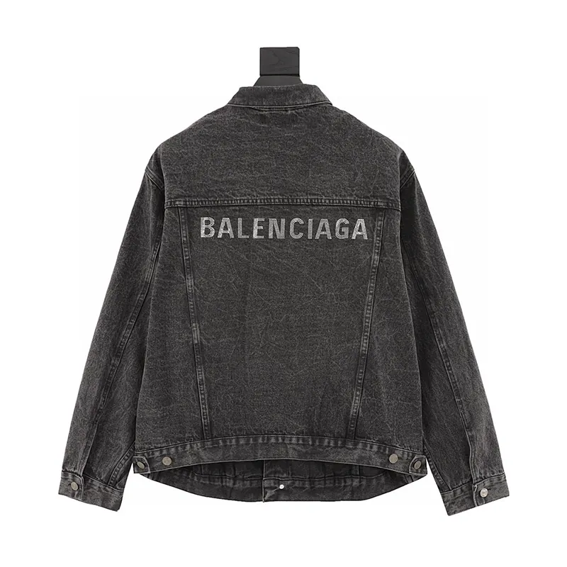 Balenciaga Logo Washed Denim Jacket