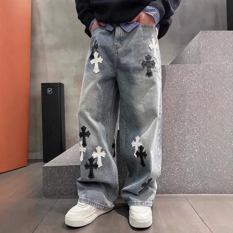 Chrome Hearts Cross Patch Baggy Jeans
