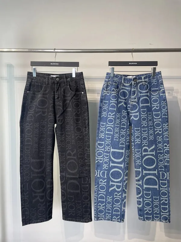 Dior All-Over Logo Print Denim Jeans