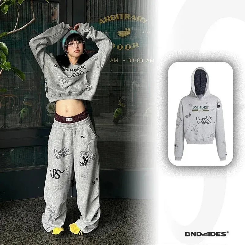 DND4DES Graffiti Print Wide Leg Sweatpants
