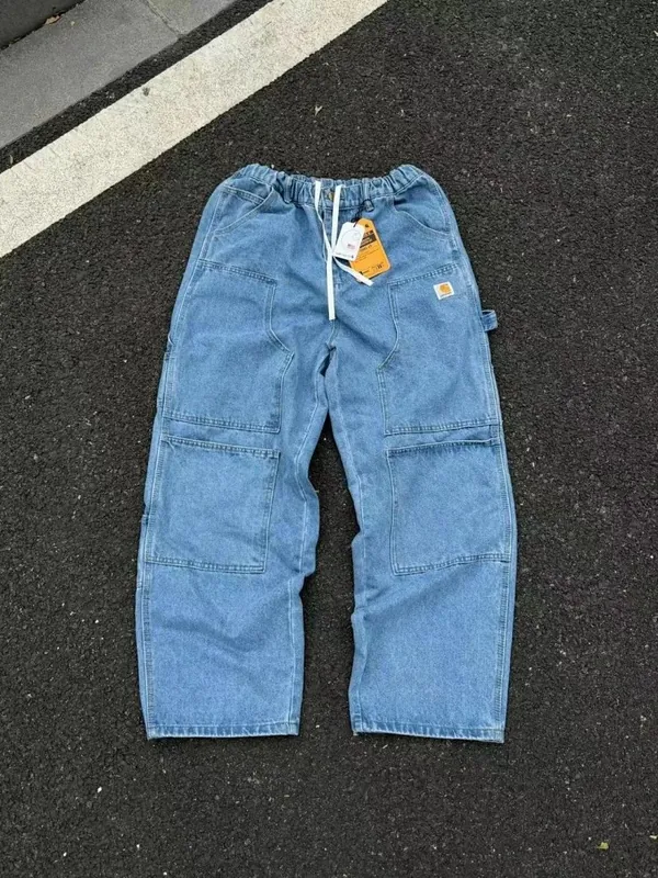 Carhartt Logo Light Wash Denim Work Pants