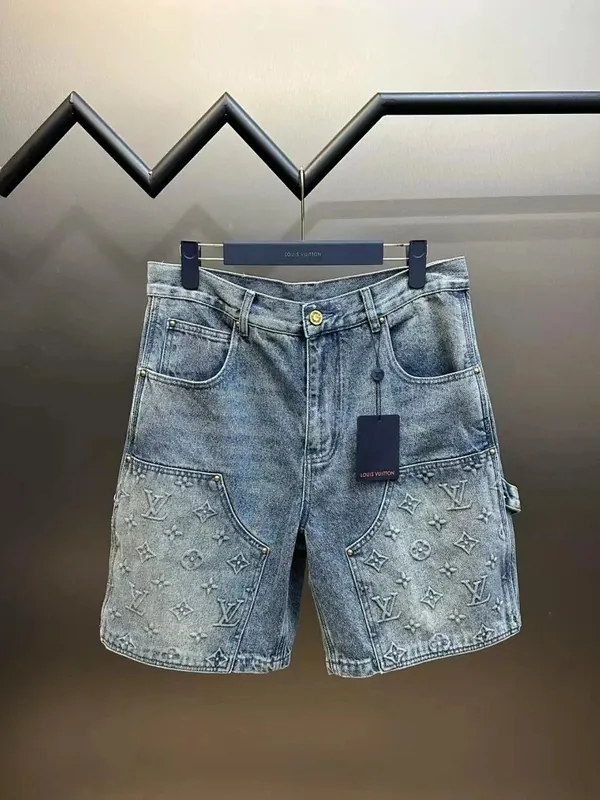 Louis Vuitton Monogram Embossed Denim Shorts