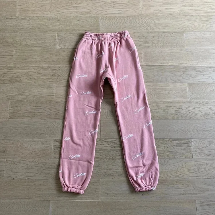 Corteiz Allover Script Logo Pink Sweatpants