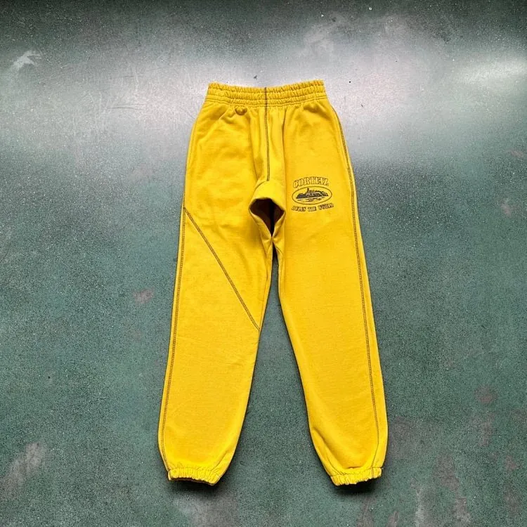 Corteiz Alcatraz Logo Yellow Sweatpants