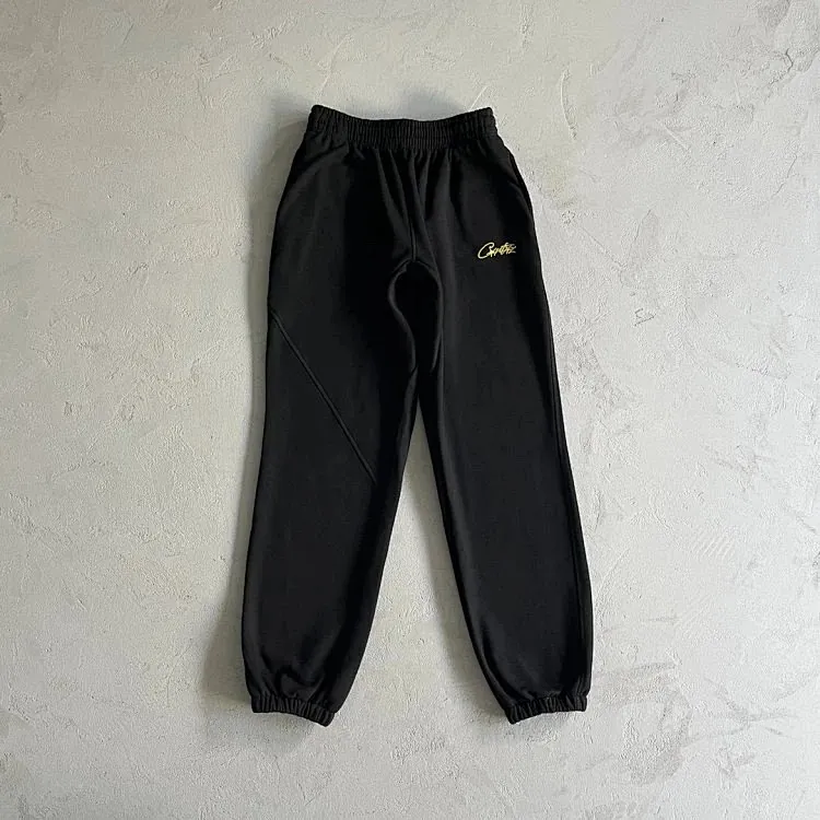 Corteiz Script Logo Black Sweatpants