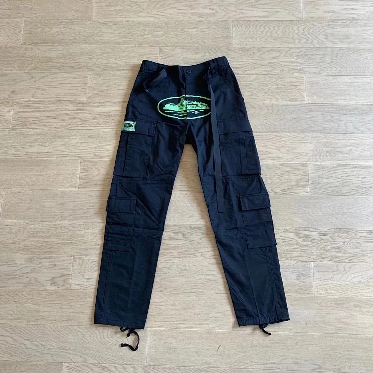 Corteiz Alcatraz Logo Navy Cargo Pants