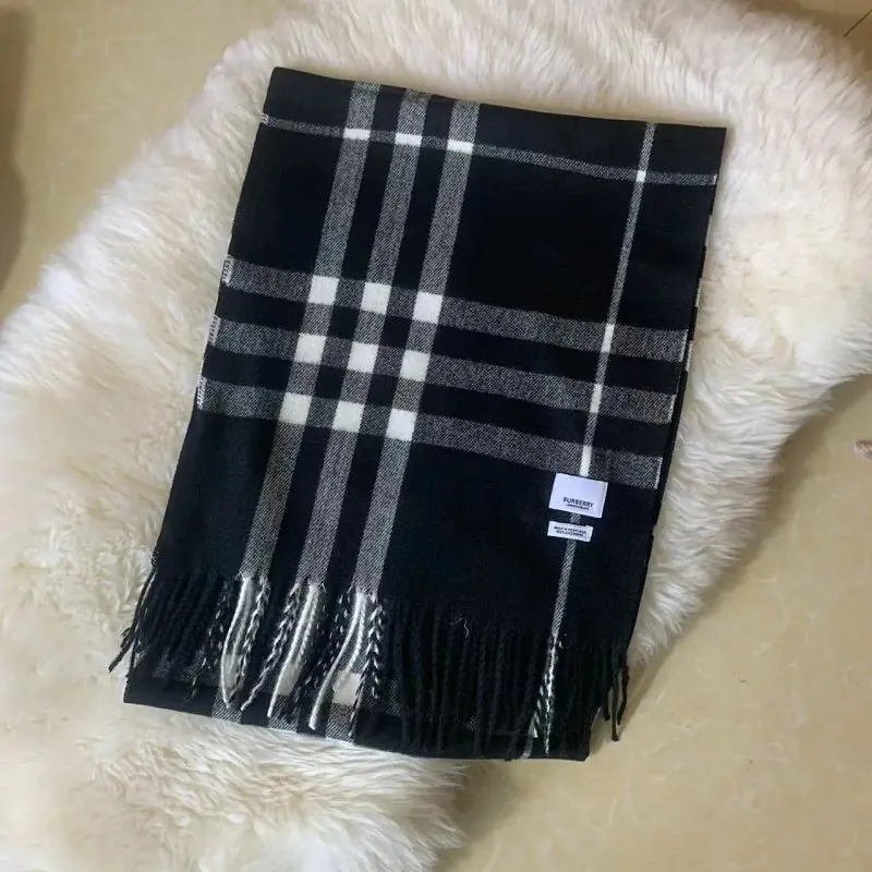 Burberry Check Cashmere Scarf Black
