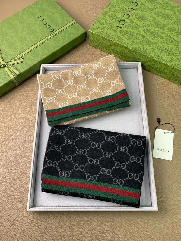 Gucci GG Web Stripe Wool Scarf