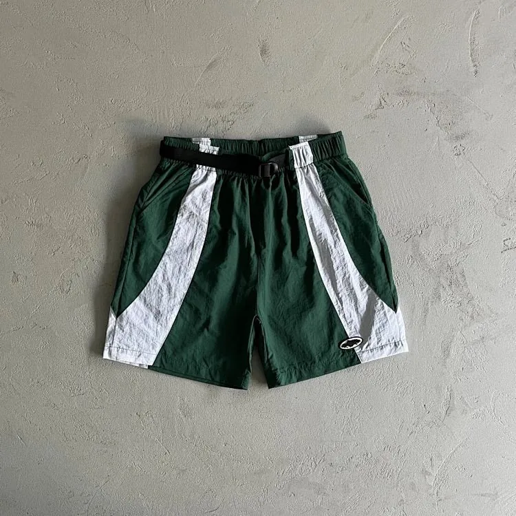 Corteiz Forest Green Panelled Nylon Shorts
