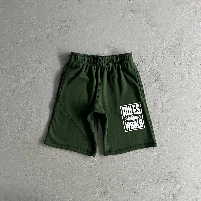 Corteiz Rules The World Green Sweat Shorts