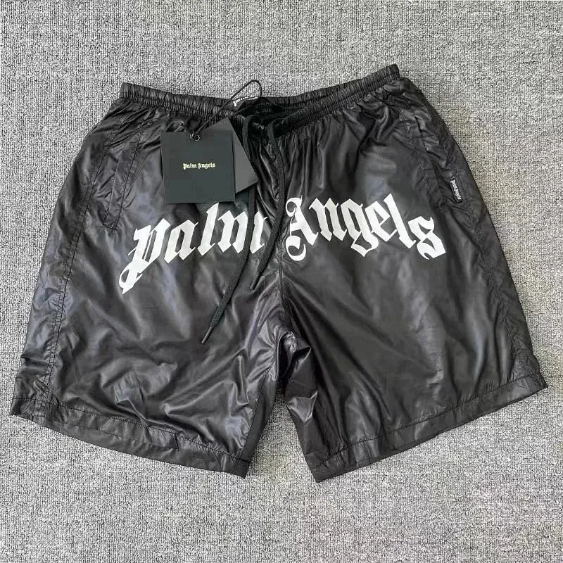 Palm Angels Gothic Logo Nylon Shorts