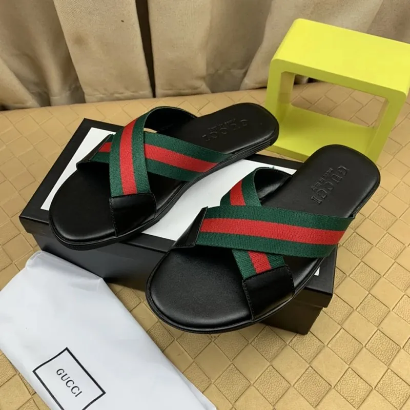 Gucci Web Stripe Slide Sandals