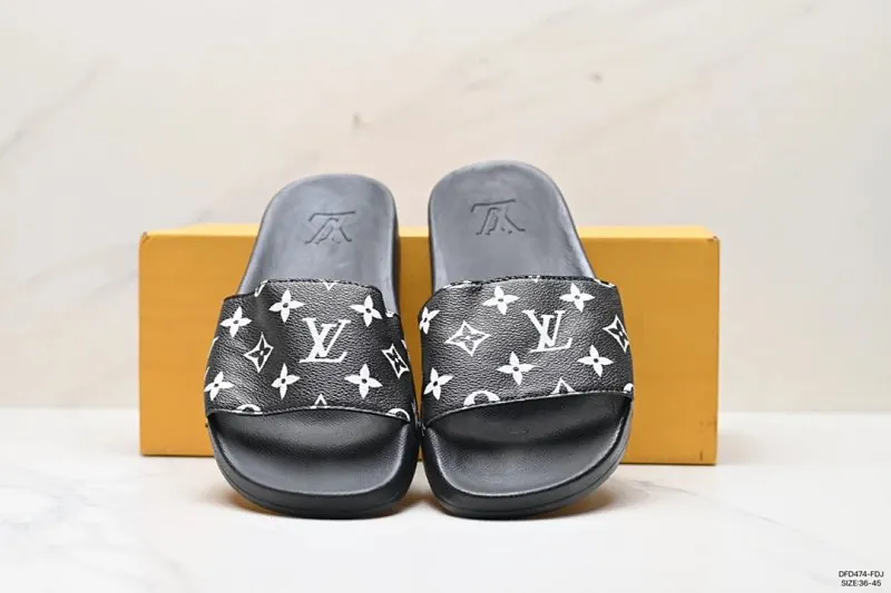 Louis Vuitton Monogram Leather Slide Sandals