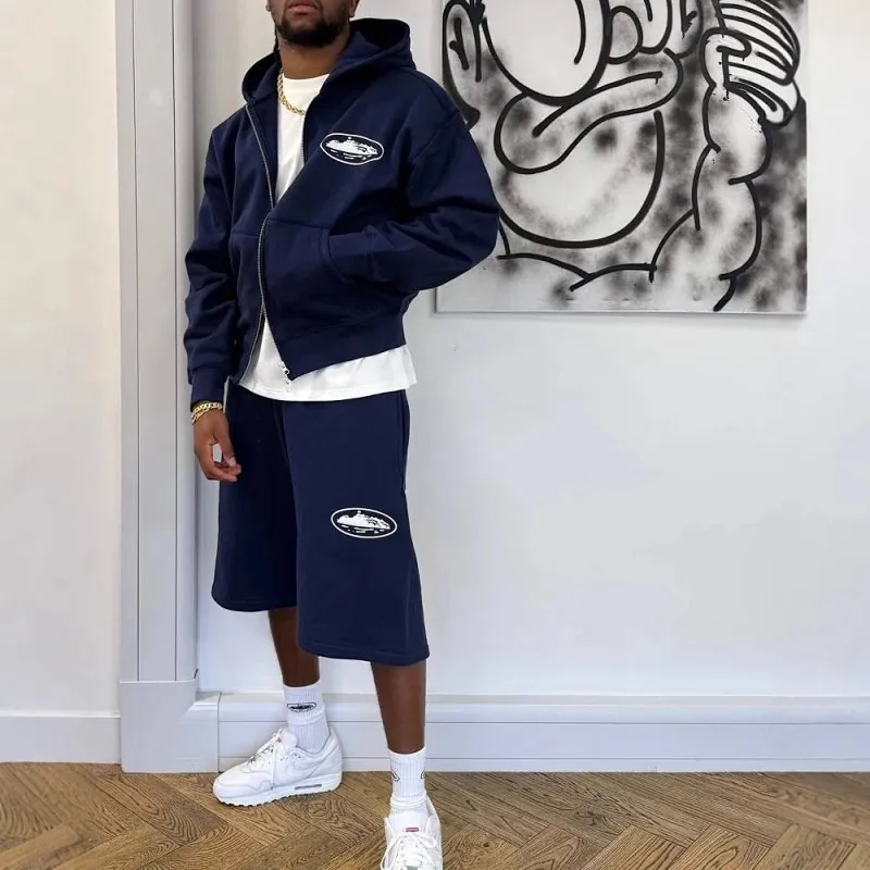 Corteiz Alcatraz Logo Zip Hoodie Set