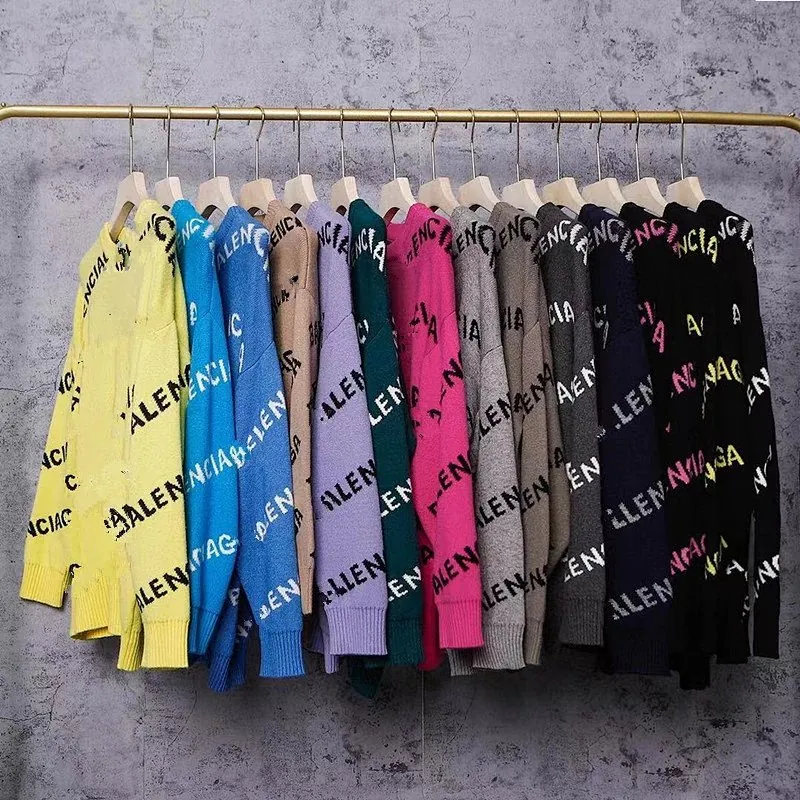 Balenciaga Multicolor Logo Knit Sweater Collection