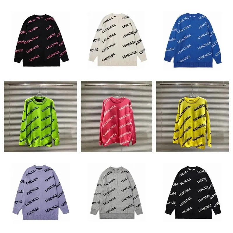 Balenciaga Allover Logo Knit Sweater