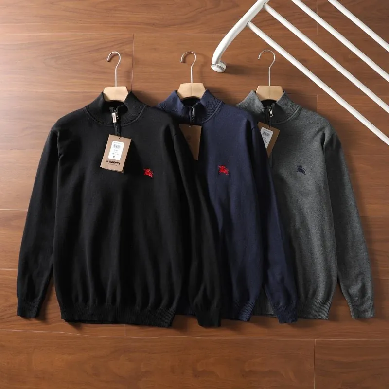 Burberry Equestrian Knight Half-Zip Knit Sweater