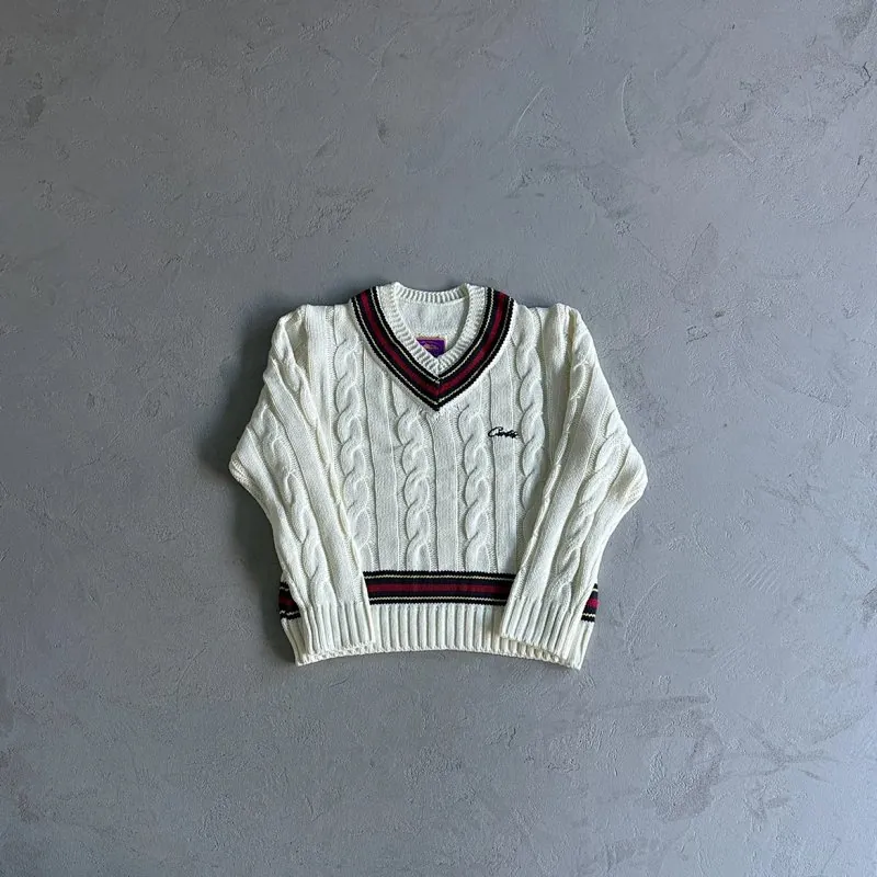 Corteiz Cable Knit V-Neck Sweater