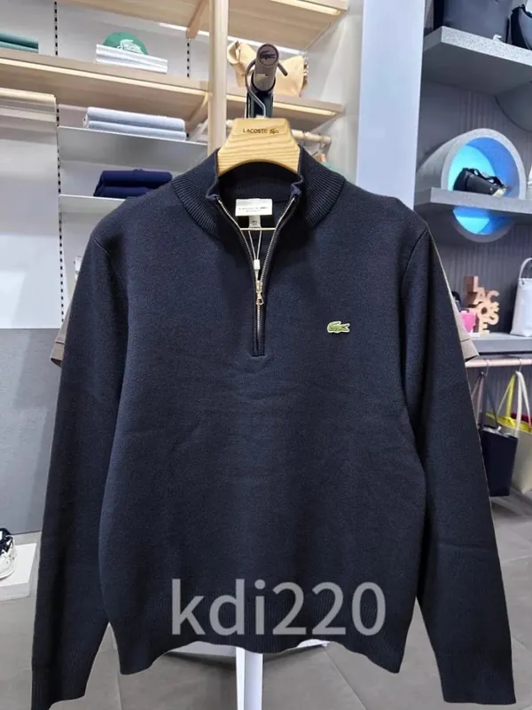 Lacoste Crocodile Quarter-Zip Knit Sweater