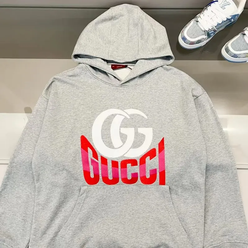 Gucci GG Logo Hoodie Grey