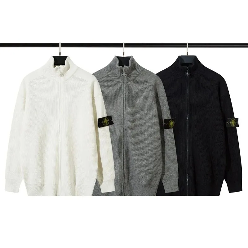 Stone Island Badge Knit Zip Cardigan Collection
