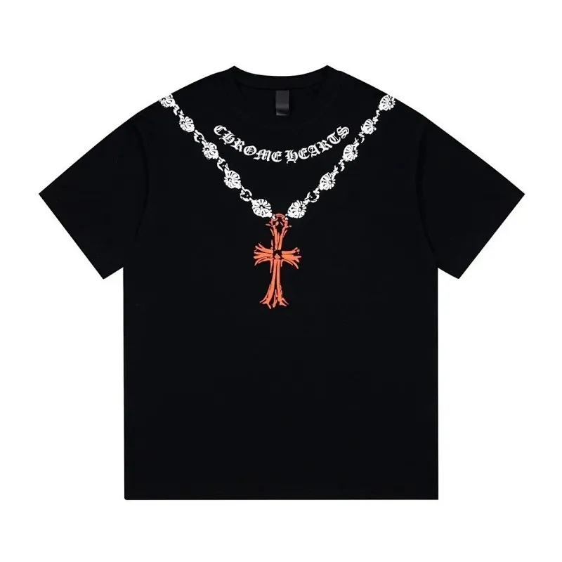 Chrome Hearts Necklace Print Black T-Shirt