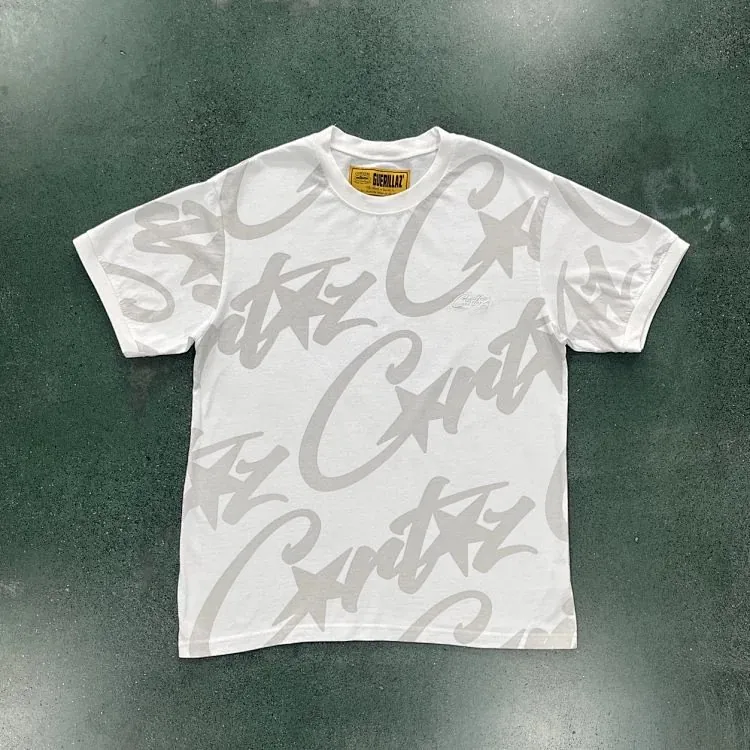 Corteiz All Over Script Print White T-Shirt