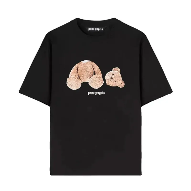 Palm Angels Bear Print Black Cotton T-Shirt
