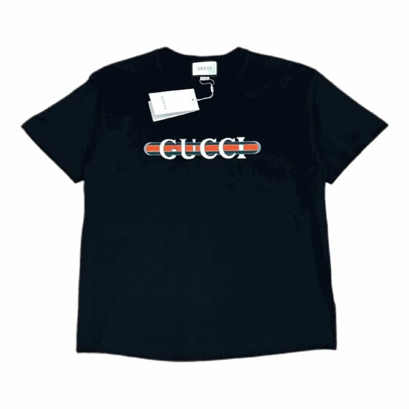 Gucci Web Stripe Logo Navy T-Shirt