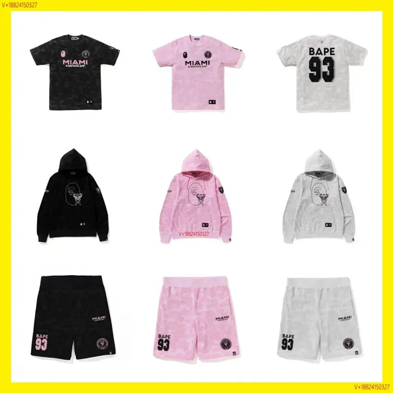 Bape Inter Miami Ape Head Tee Hoodie and Shorts Collection
