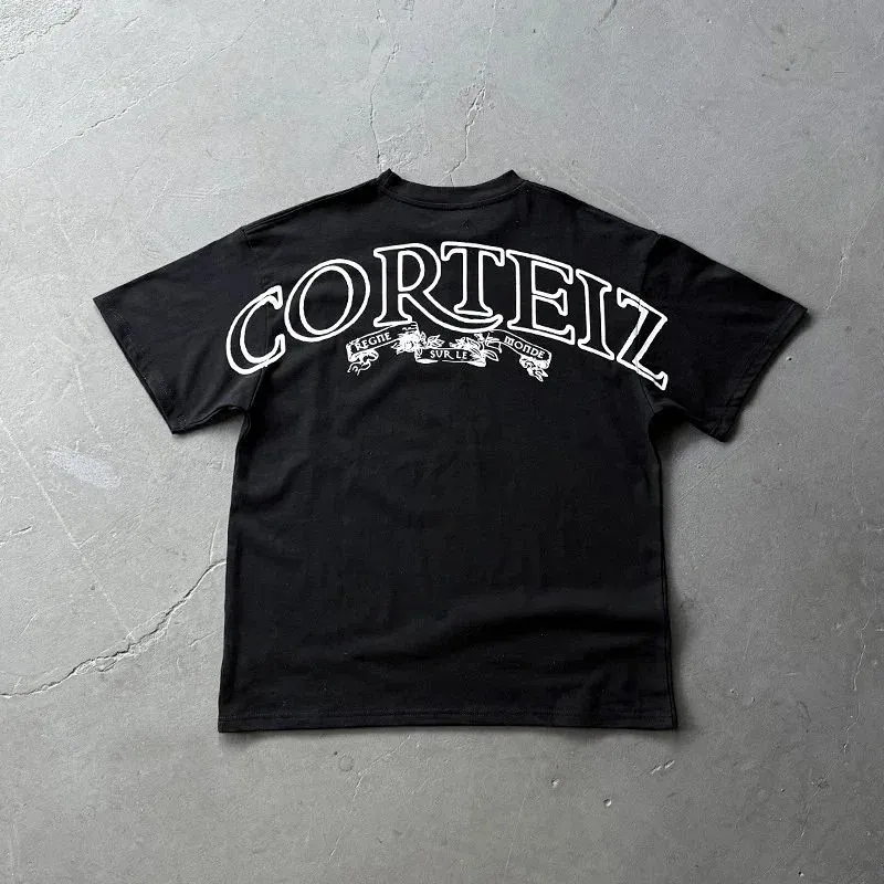 Corteiz Arch Logo Print Black T-Shirt
