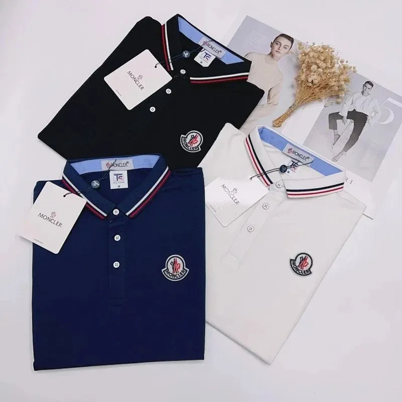 Moncler Striped Collar Polo Shirt