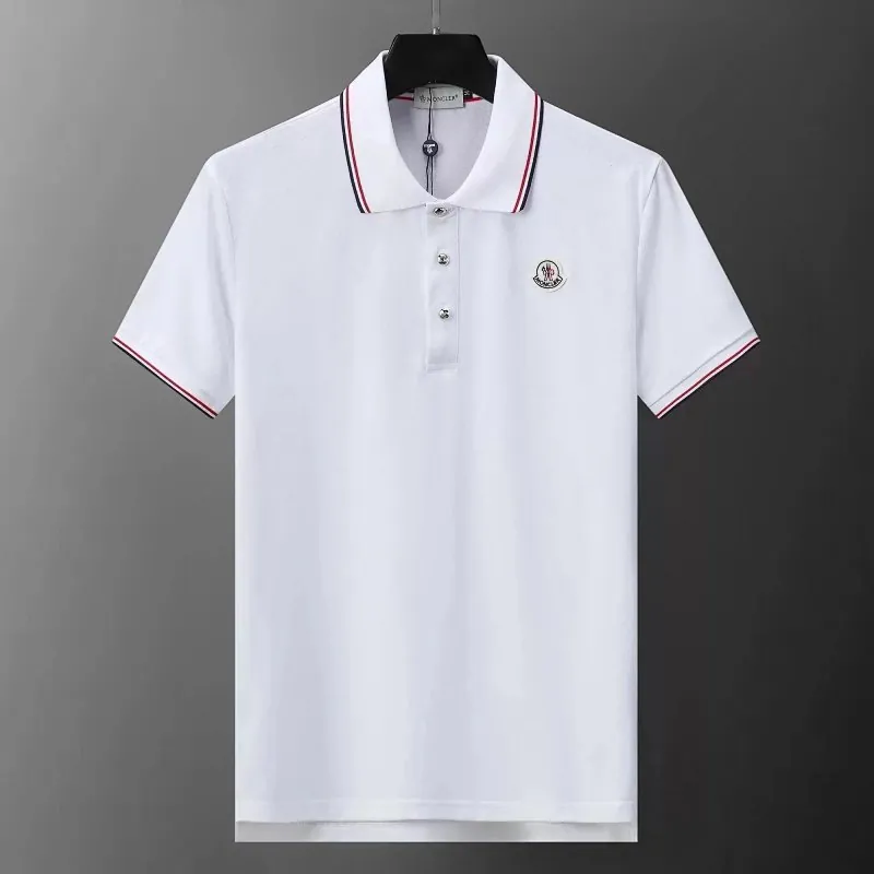 Moncler Striped Collar Polo Shirt White