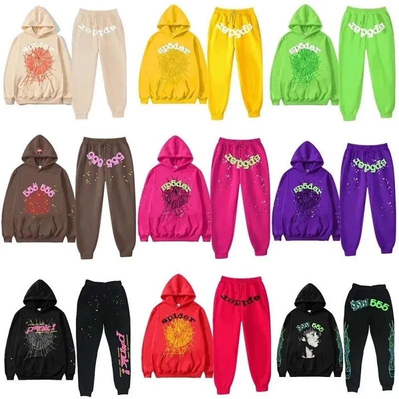Sp5der Web Print Hoodie Track Suit Collection