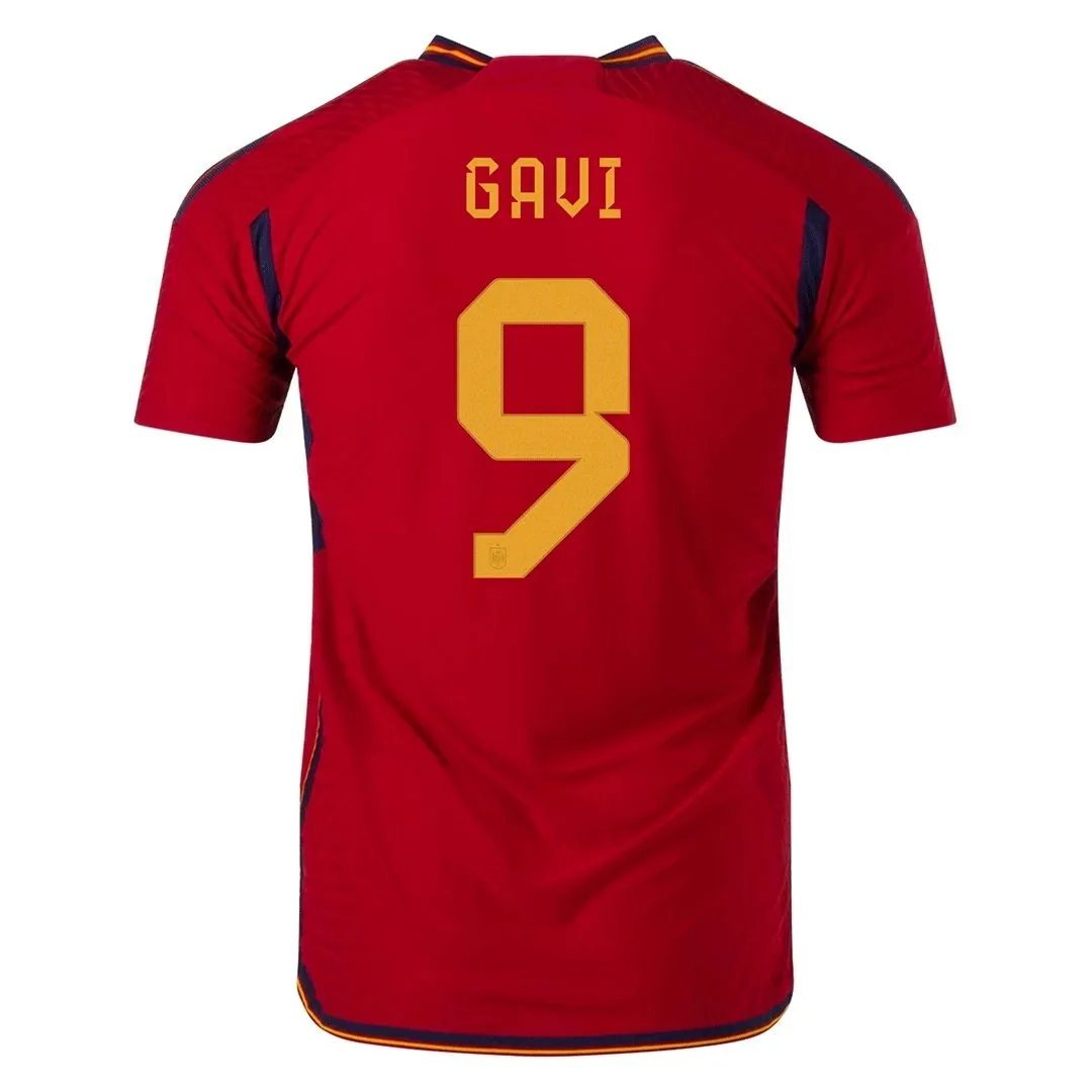 Spain 2022 Home Jersey – Gavi #9 (Player Version, Authentic)